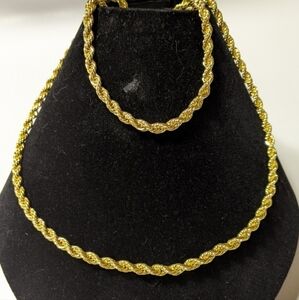 Gold plated jewelry setUnisex Necklace and bracelet
